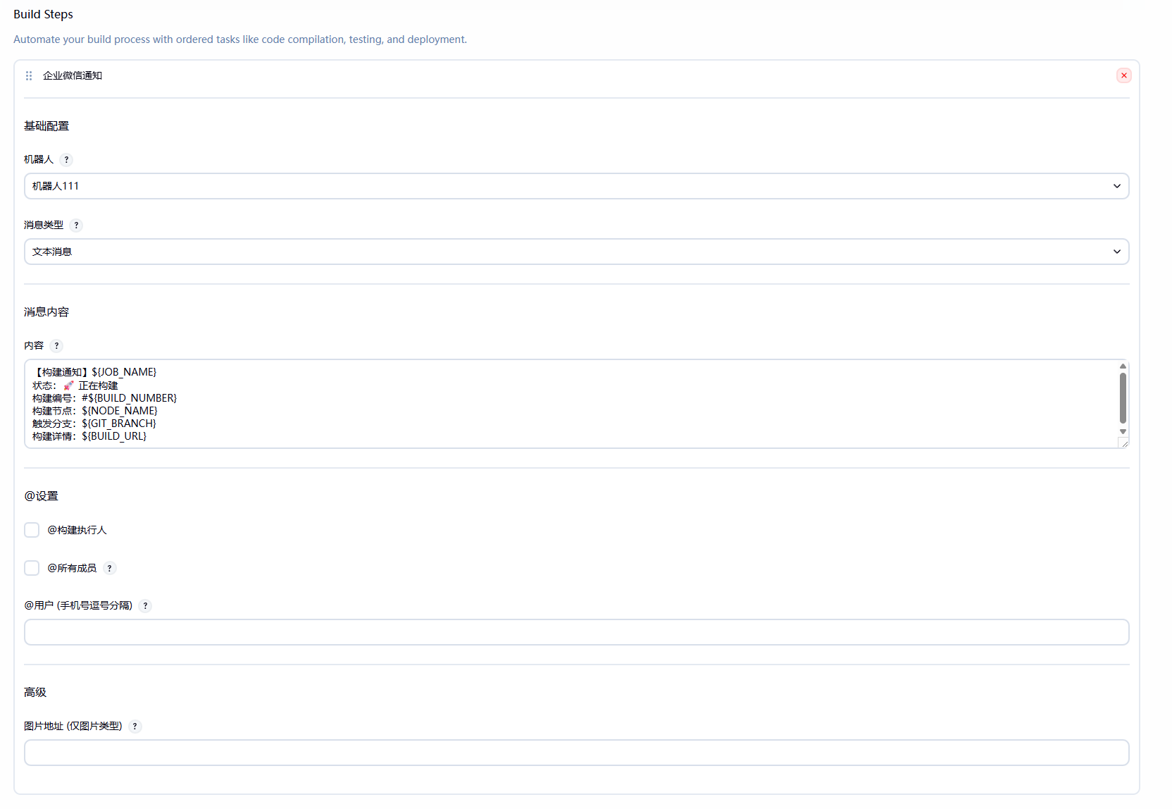 Build Step 高级配置